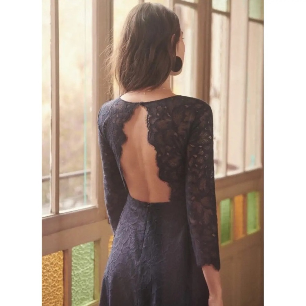 NWT Sezane Lana Dress size 36 in navy